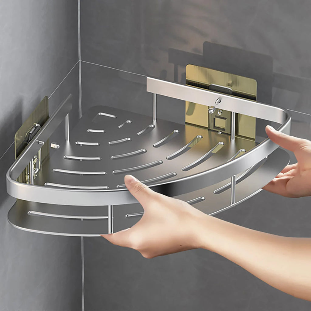 Wall Hanging Corner Rectangular Rack Bathroom Shelf Towel Rack Shelves Wall Shower Shampoo Rack No Drill Shelf Tripod Qme