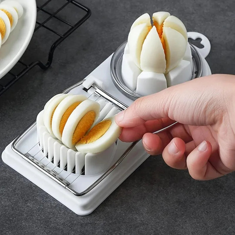 Multifunctional Egg Cutter PP Base Stainless Steel Wire Drawing Egg Cutter Fancy Divider Egg Cutting Tool Kitchen Tools Qme