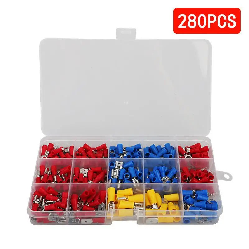 102/280pcs Insulated Terminal Block Set With Crimping Pliers Is Ideal For Home Electrical Repairs And Industrial Wiring Work Qme Black A