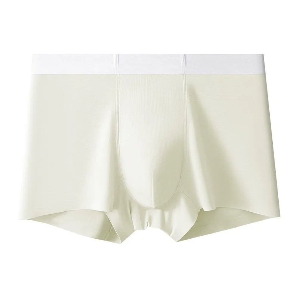 Simple Quick-dry Men's Boxer Briefs Cool Feeling Breathable Seamless Panties Lingerie Shorts Ice Silk Panties Gifts Qme Apricot L