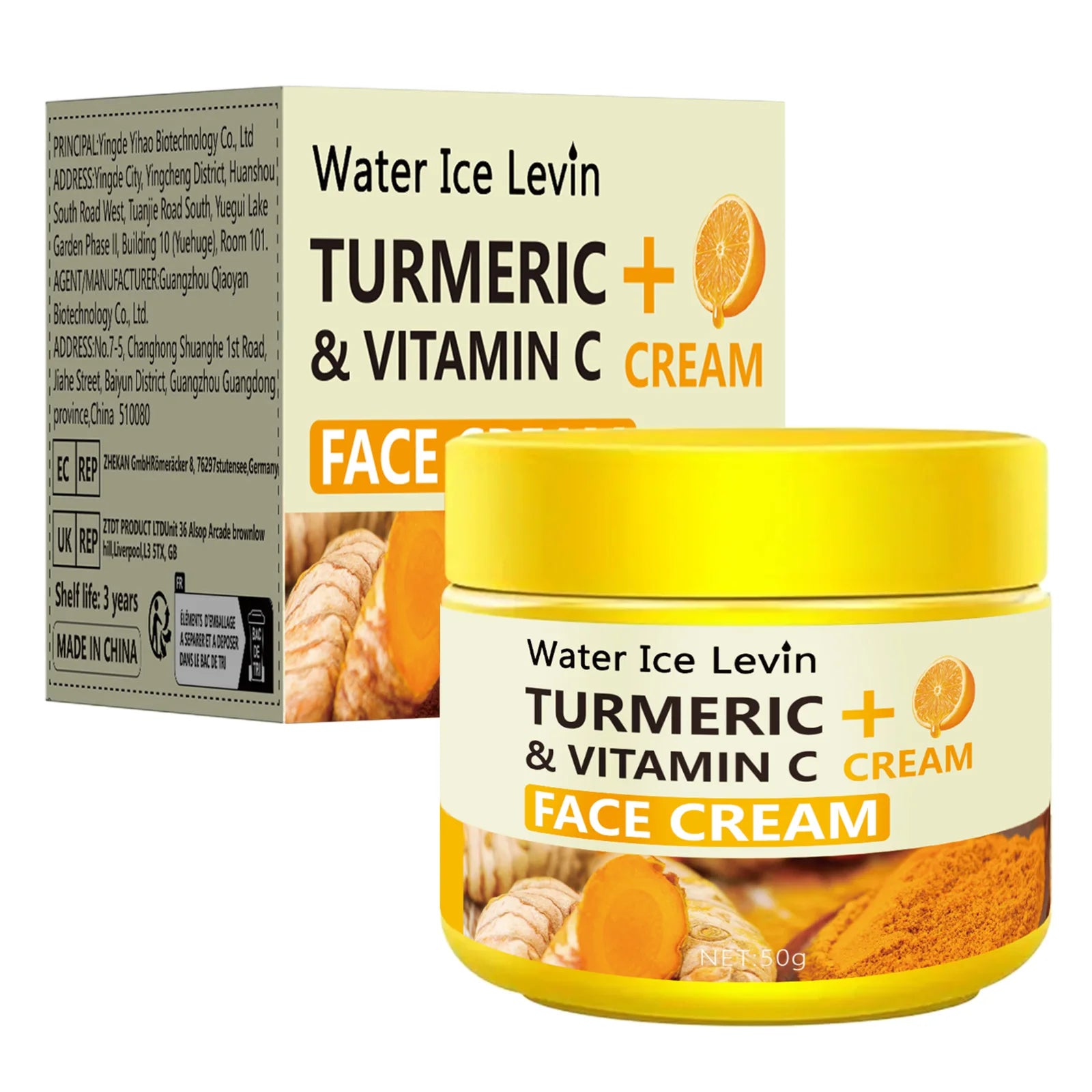 Turmeric and Vitamin C Face Cream - Deeply Moisturizes, Improves Skin Elasticity and Firmness, Contains Natural Antioxidants, Brightens and Evens Skin Tone Qme One Box 50g