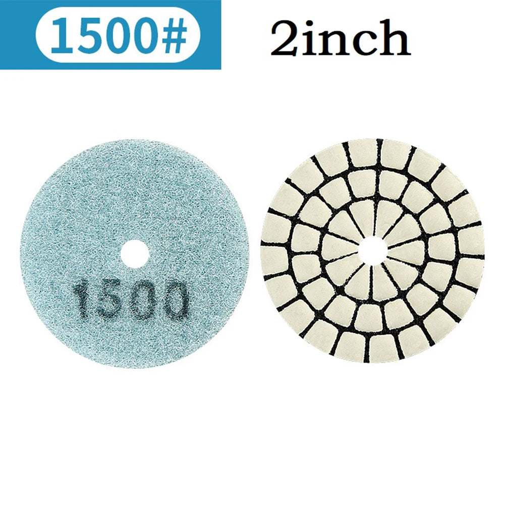 1pc 2 Inch 50mm Emery Dry Polishing Pad Disc For Granite Marble Quartz Glass Stone Sanding Random Color Qme Grit 1500