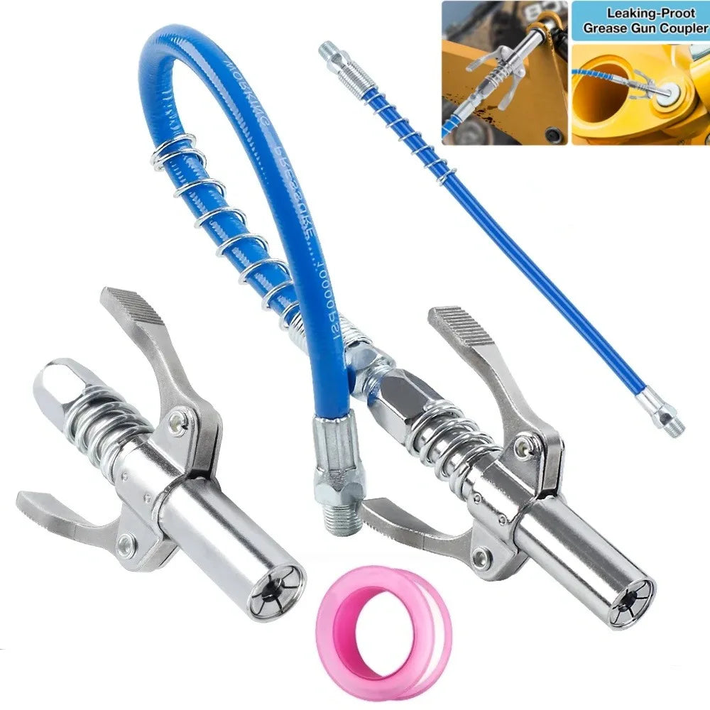 New 10000PSI Grease Gun Coupler Nozzle Hose Pump Syringe NPTI/8 Oil Pump Release Grease Nozzle Injector for Car Repair Tool Qme