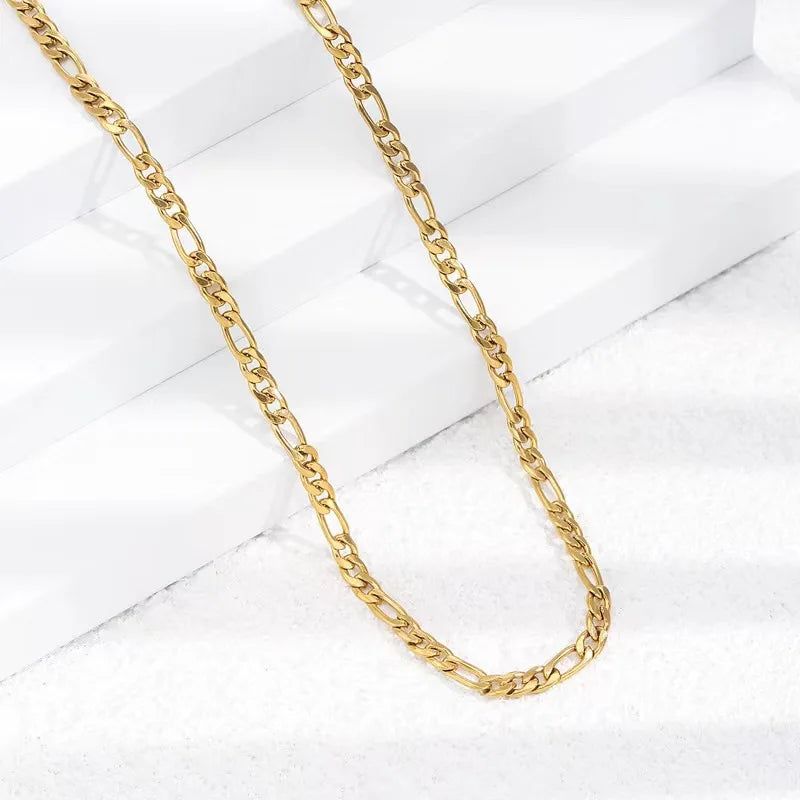 Luxury Brand 20-60CM 18K Gold Filled Beautiful 4MM Necklaces Sideways Chain for Men Woman Fine Jewelry Wedding Accessories Party Qme