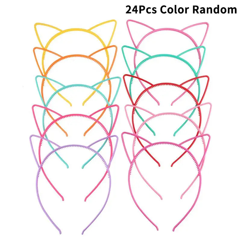 Children Cat Ear Hairband Solid Plastic Headbands Tooth Themed Party Qme 24PCS