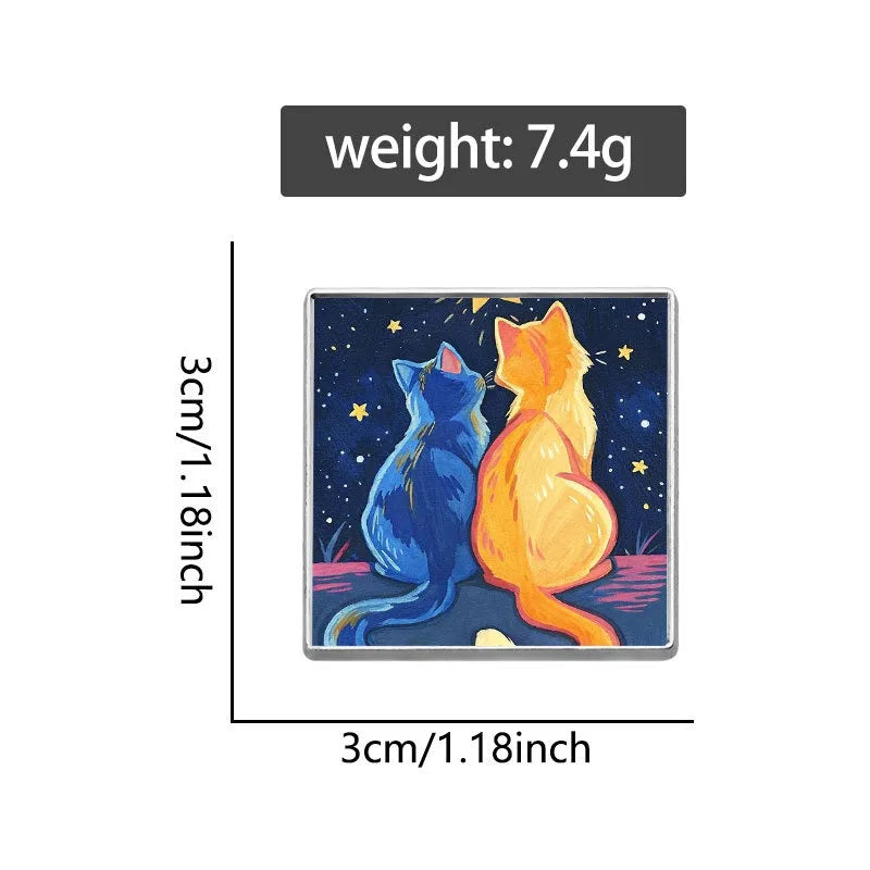 Cute Cartoon Starry Sky Cat Enamel Pin Lovely Galaxy Kitten Metal Brooch For Bag Clothes Decor Collection Holiday Small Gifts Qme