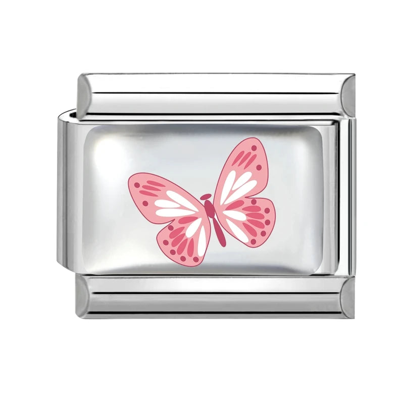 Y2K Attractive Purple Butterfly Colorful Flower Italian Charm Link