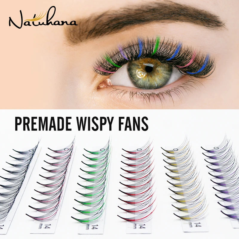 NATUHANA Wispy Premade Fans Pointy Base7D 9D Russia Volume Eyelash Qme