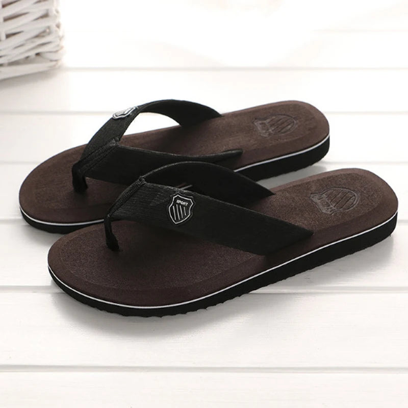 Flip-Flops For Men 2024 Summer Anti-Skid Breathable Home Outdoor Comfortable Slippers Daily Casual Men Flip-Flops Beach Slippers Qme Dark brown 44