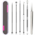 Stainless Steel Blackhead Remover Tools Comedone Extractor Tweezers Qme Silver 6Pcs