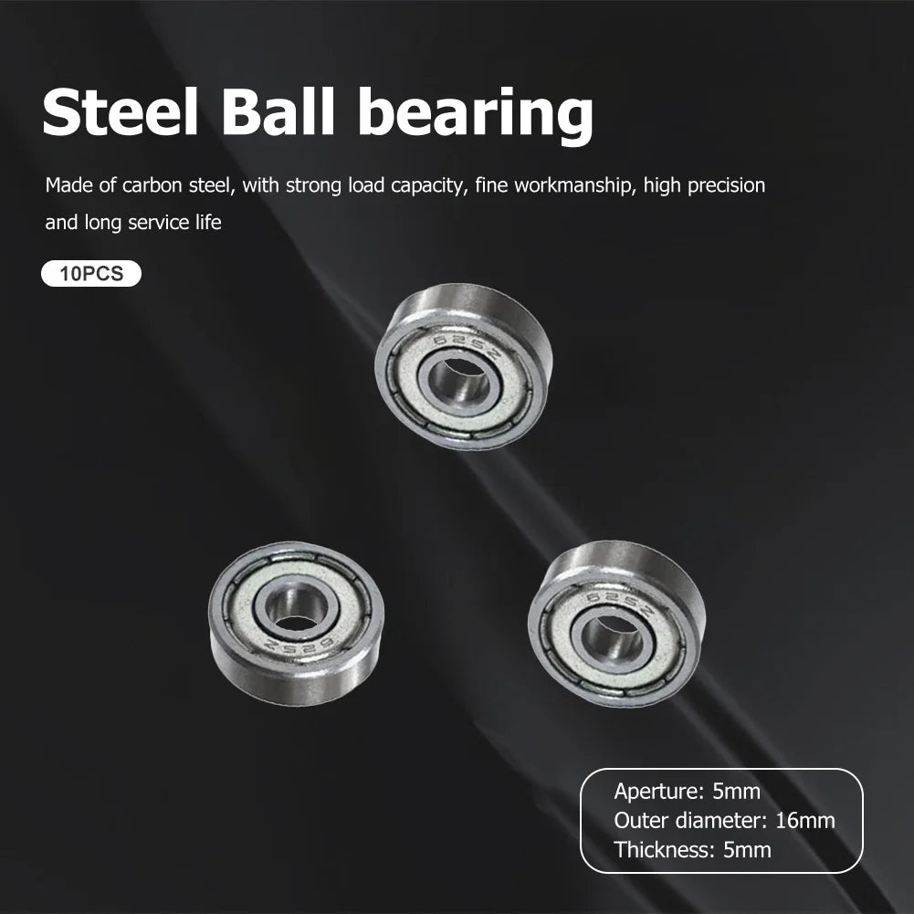 10pcs Miniature Bearings 5x16x5mm 625ZZ Pulley Wheel Bearing Deep Groove Mini Ball Bearing Carbon Steel for Skateboard Scooter Qme