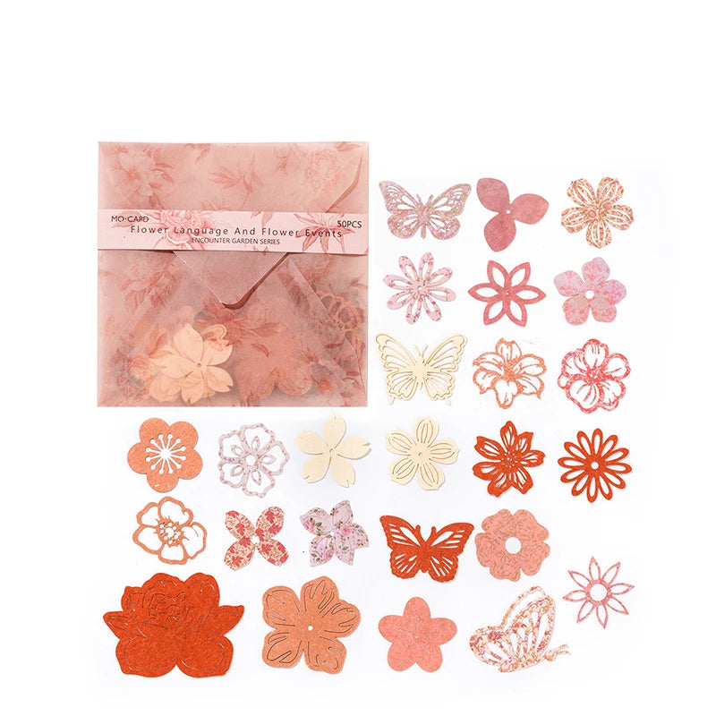 50 pcs Vintage Lace Hollow Frame Floral Material Paper Junk Journal Planner Scrapbooking Decorative Photo Albums Craft Supplies Qme B