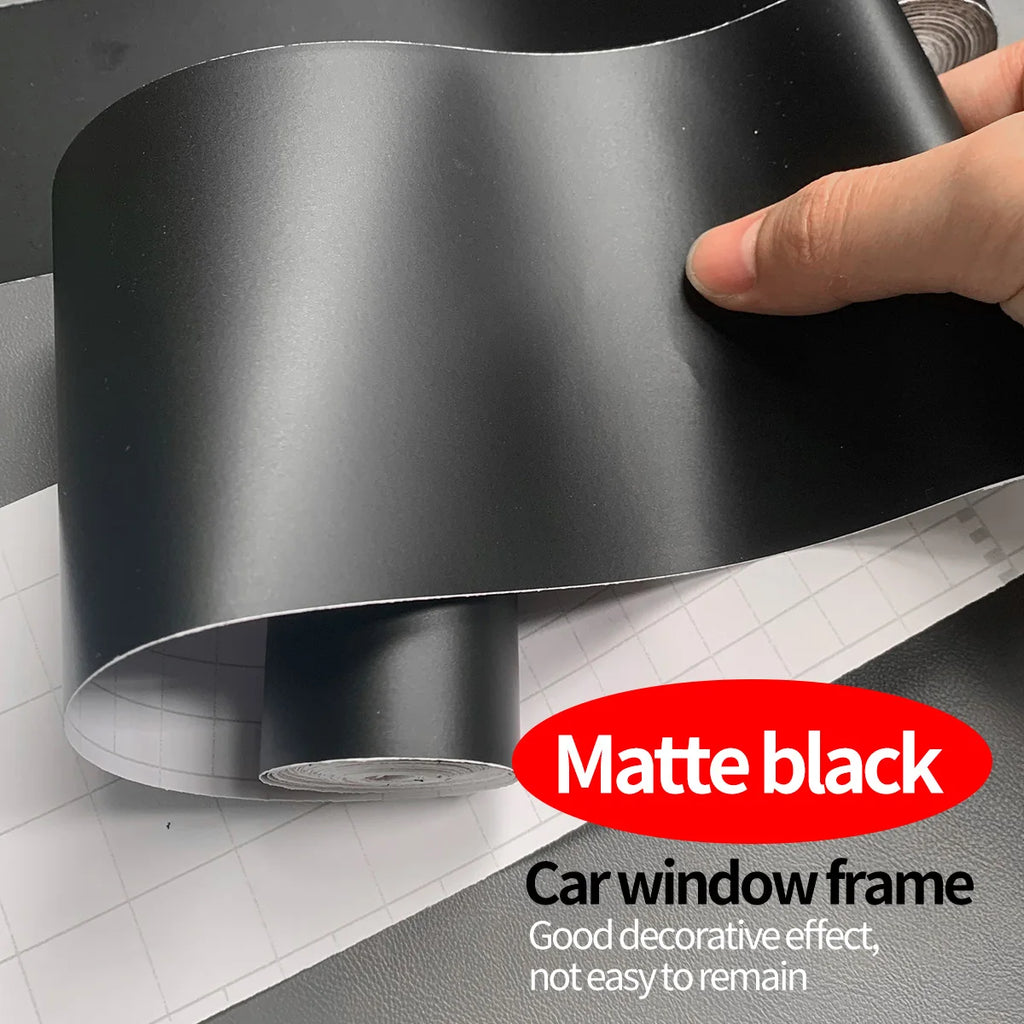 3/5/7/10 cm Matte Black Vinyl Stripe Adhesive Film Car Stickers For Car Interior Door Pillar Hood Roof Qme