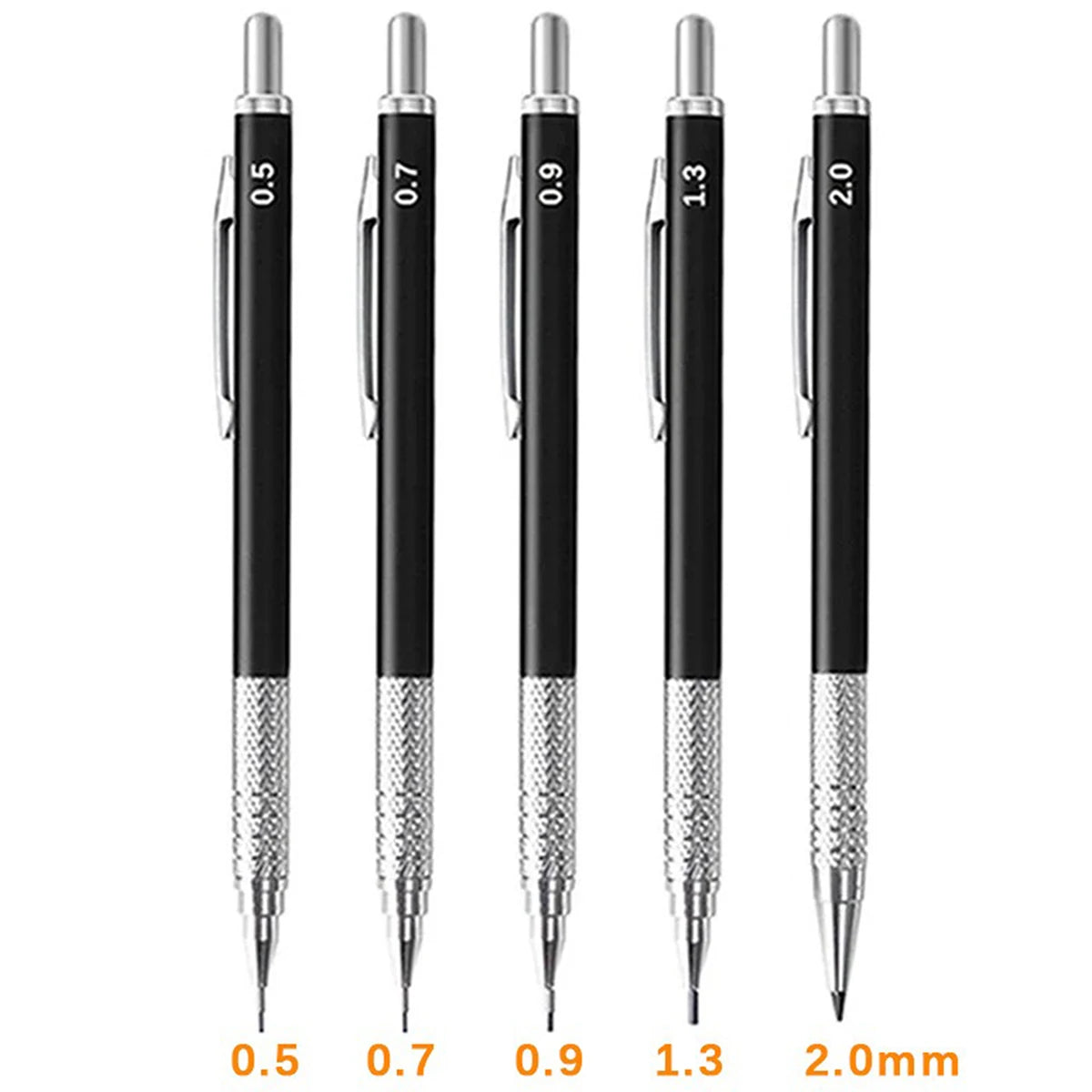 Metal Mechanical Pencil Large capacity Lead And Refills Set 0.3, 0.5, 0.7, 0.9 2.0 Mechanical Pencils for Drawing Sketching Qme