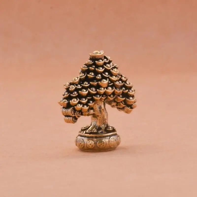 Brass Fortune Tree Ornaments Potted Ingot Living Room Office Retro Qme A