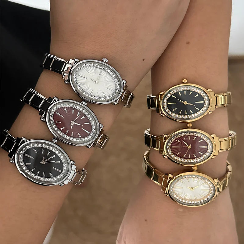 2026New Fashion High Quality Men Womens Stainless Steel Water Drop Oval Gems Watch Bracelet For Friend Birthday DIY Jewelry Gift Qme