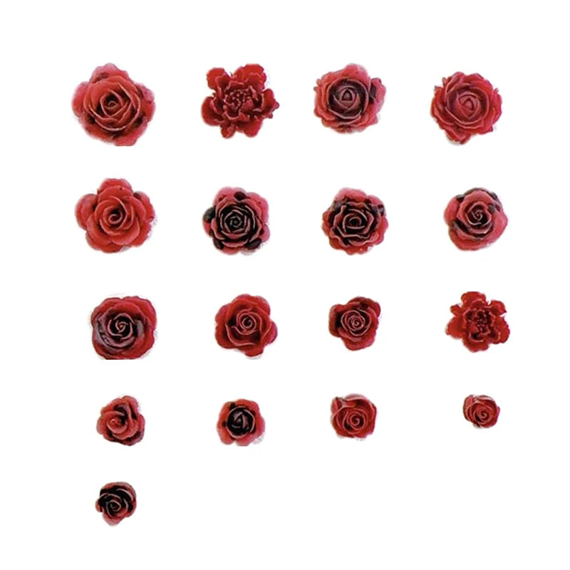 Random Mixed Wine Red Rose Nail Art Charms Luminous Flowers Qme