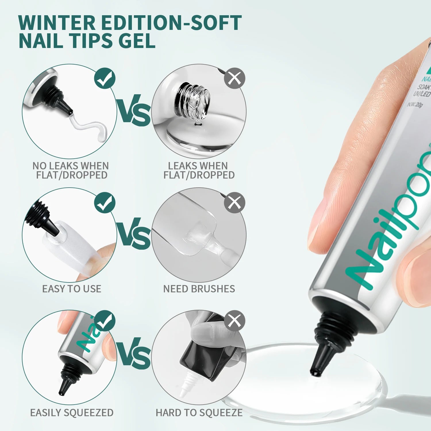 Nailpop Soft Nail Tips Gel Summer Flat-end Winter Pointed-tip Vitamin Qme