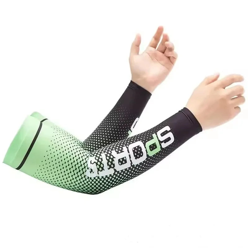 Ice Silk UV Protection Arm Sleeves Unisex Cooling Anti-Slip Breathable For Cycling Driving Outdon Outdoor Sports Cycling Sleeves Qme green One Size