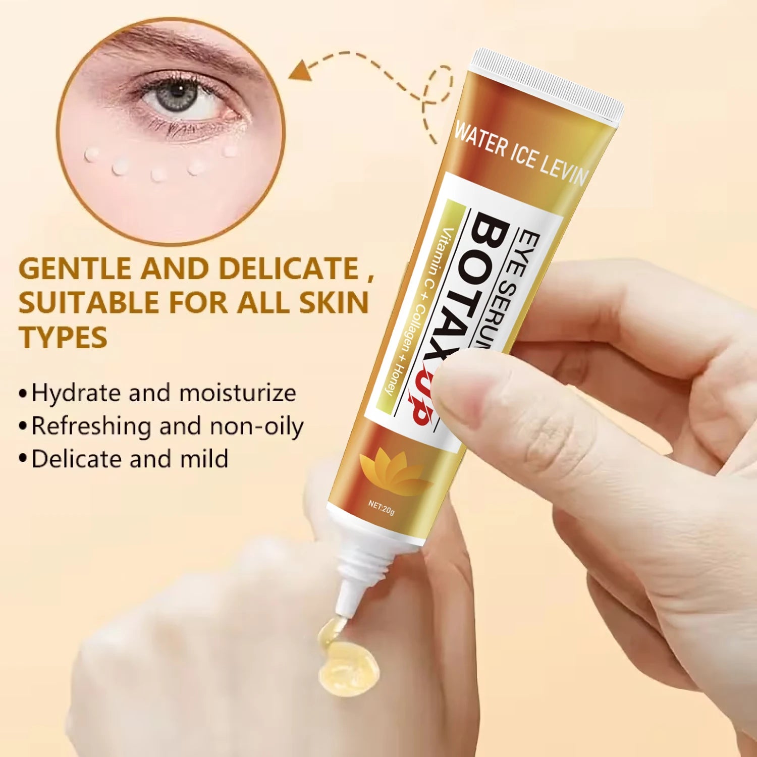 Bee Venom & Caffeine Eye Cream for Dark Circles & Puffiness, Anti-Wrinkle & Brightening, All Skin Types. Qme