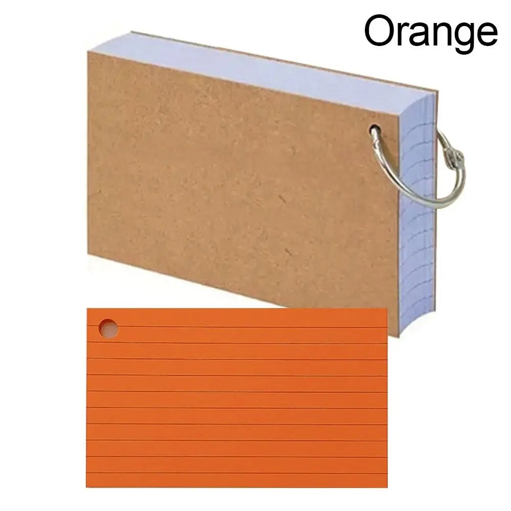 50PCS Binder Horizontal Line Memo Book Loose-Leaf Index Cards Flash Cards Small Revision Cards for Study Office Note Pads Qme Orange