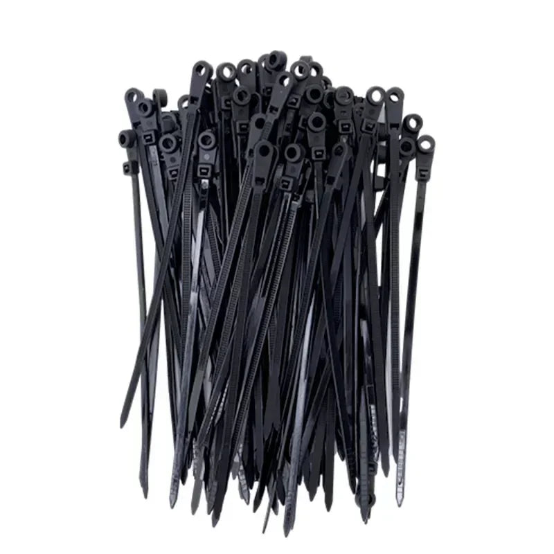 500/100PCS Screw Hole Cable Ties Reusable Fixed Nylon Cable Ties Self-locking Cord Ties Straps Fastening Loop Office Organizer Qme