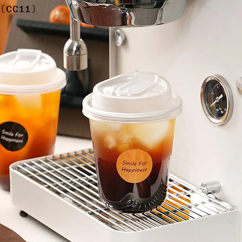 Transparent Coffee Cups Lids U-shaped Disposable Drink Milk Tea Qme