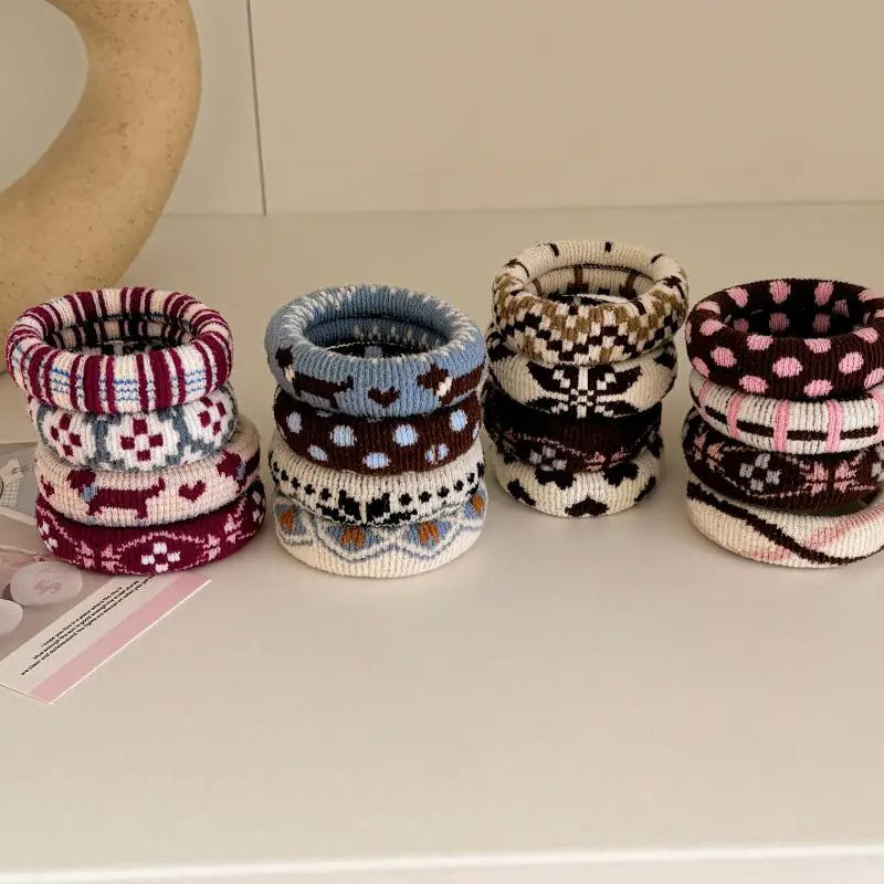 Elastic Hair Ropes Ethnic Pattern Hairband Women Ponytail Holder Qme