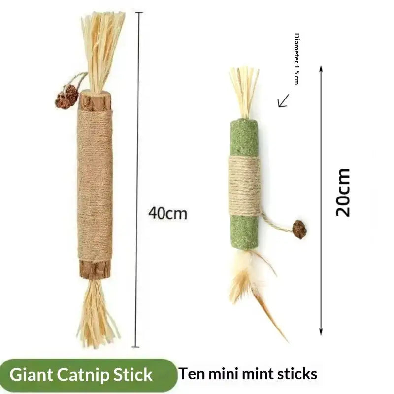 1/2PCS Cat Toys Made Of Wood Sticks Insect Galls Raffia Sisal Rope Teeth Cleaning Toys Cat Teasing Sticks Qme A11