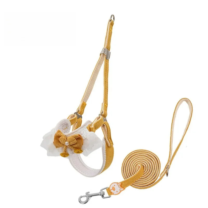 Dog Harness Leash Small Medium Adjustable Ventilate Puppy Cat Pet Qme Yellow S(1.5-5kg)