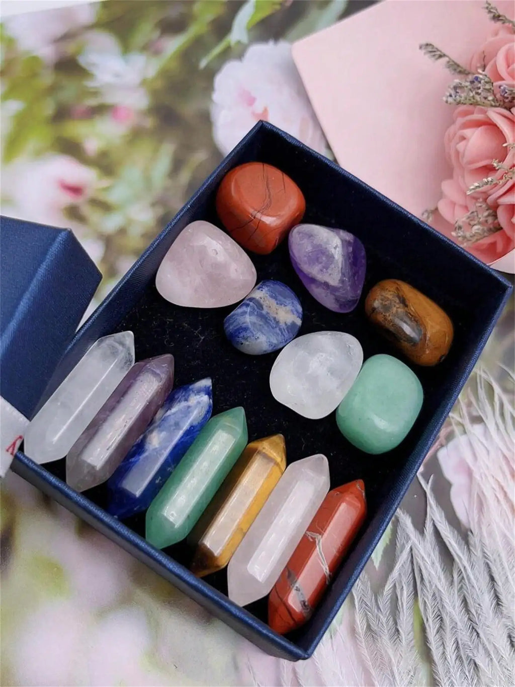 Natural Crystal Hexagonal Column Double Pointed 7-Piece Irregular Box Qme