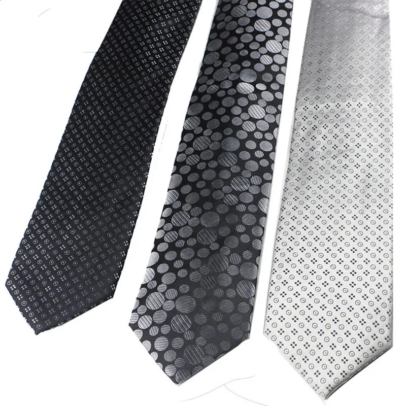 Wide Thin Silk Circle Grey Black Shirt Necktie Fabric Ties Vintage Qme