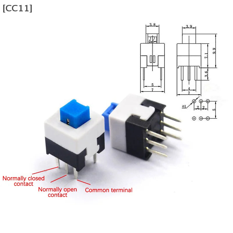 Lot Square 7x7x12mm 6 Pin DPDT Mini Push Button Flat Self-locking Qme