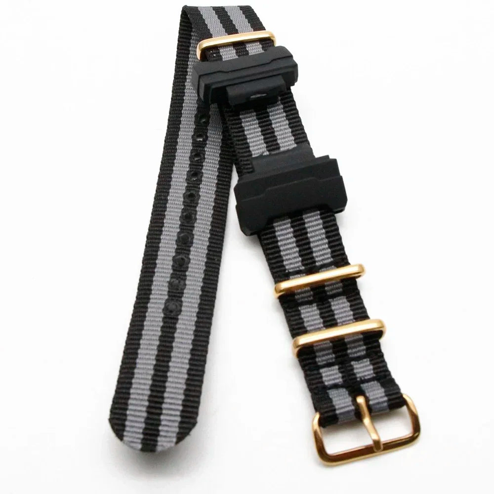 Nylon Watch Strap for Casio G-Shock GA100 GA120 GA110 GA400 Men Women Gold Buckle Replacement Watchband Bracelet Qme