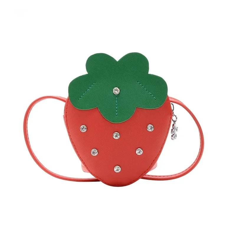 Kids Girls Cute Cartoon Strawberry Mini Coin Purse Princess Messenger Qme Red