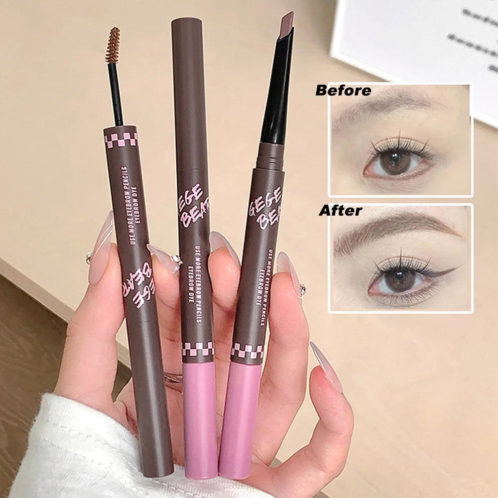 2-in-1 Dual-Ended Eyebrow Pencil & Tinting Mascara - Waterproof, Long-Lasting, Smudge-Proof, Natural Finish Eyebrow Makeup Qme
