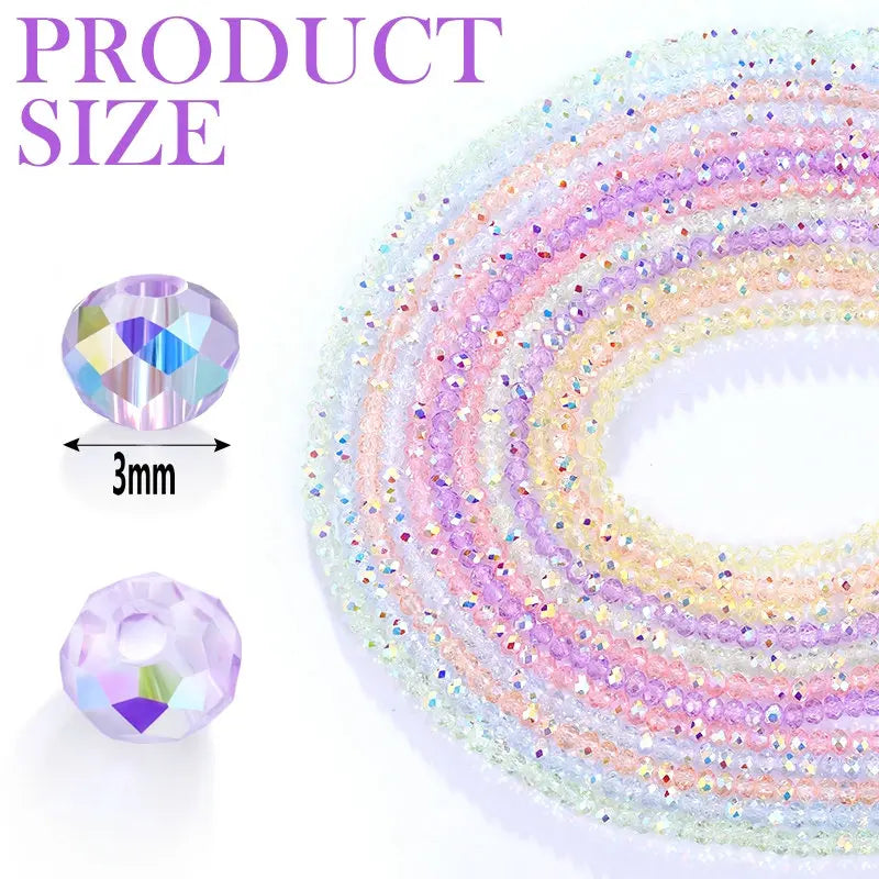 3mm Faceted Round Glass Beads AB Color Crystal Beads Strands Briolette Rondelle Crystal Beads Spacers for Jewelry Making DIY Qme