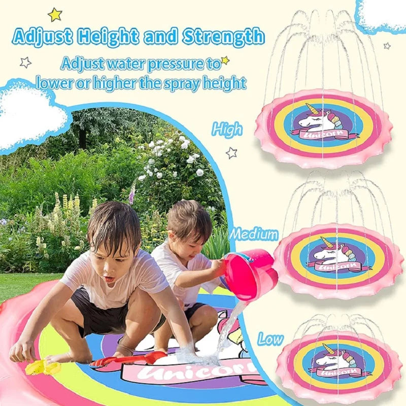 Summer children's play Sprinkler mat 170CM Unicorn Shark spray mat outdoor children's splashing fountain toys Qme