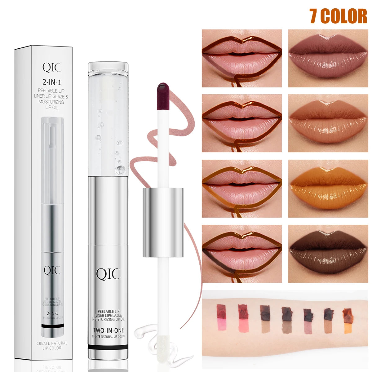 QIC Waterproof Lip Liner Peel Off Tattoo Lipgloss Long Lasting Matte Lip Tint Brown Contour Tear-off Lips Stain Cosmetic Qme
