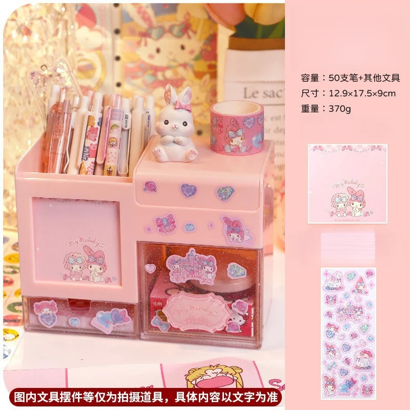 Hello Kitty Kuromi Multifunctional Stationery Pencil Holder Simple and Cute Storage Box for Students' Desks Qme 3