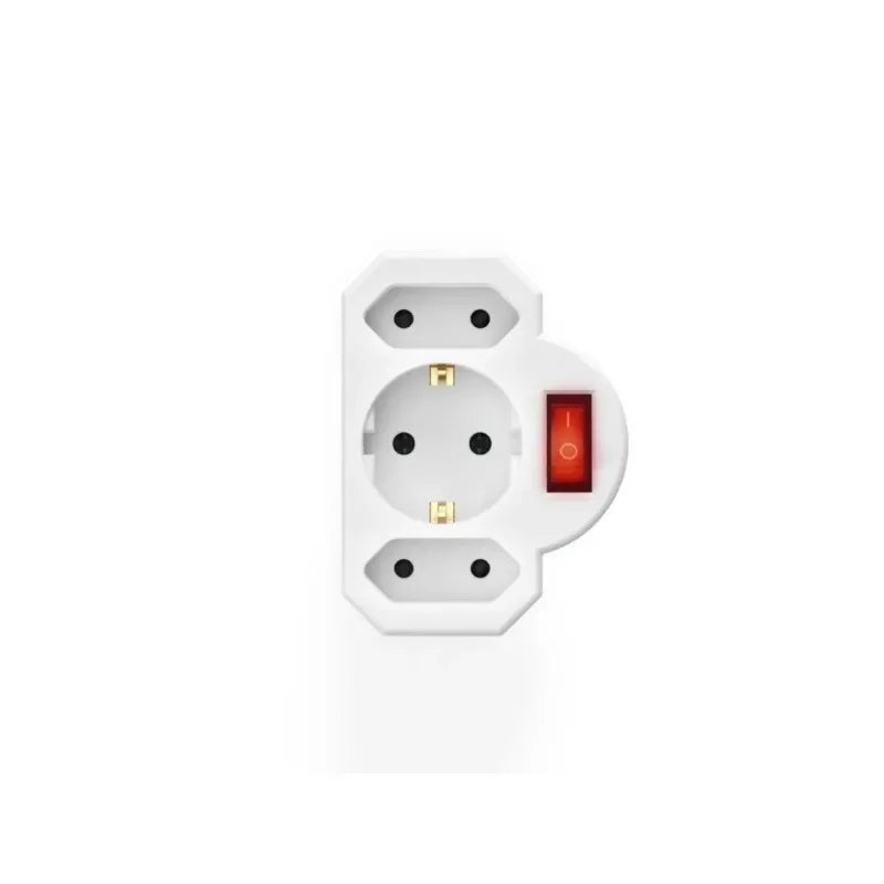 1 to 3 Plug Adapter with Switch, German Standard Power Converter, Euro Plug Socket for Turkey & Portugal, 16A Qme