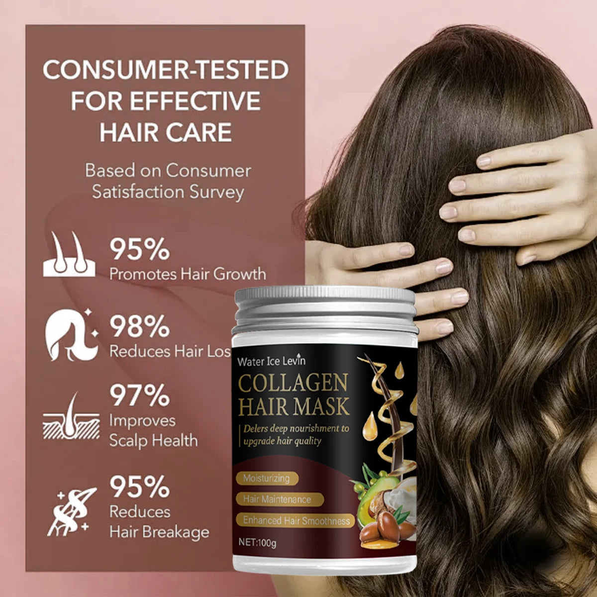 Collagen Hair Mask with Argan & Coconut Oil - Deep Nourishment for Enhanced Smoothness & Moisture. For Men & Women Qme