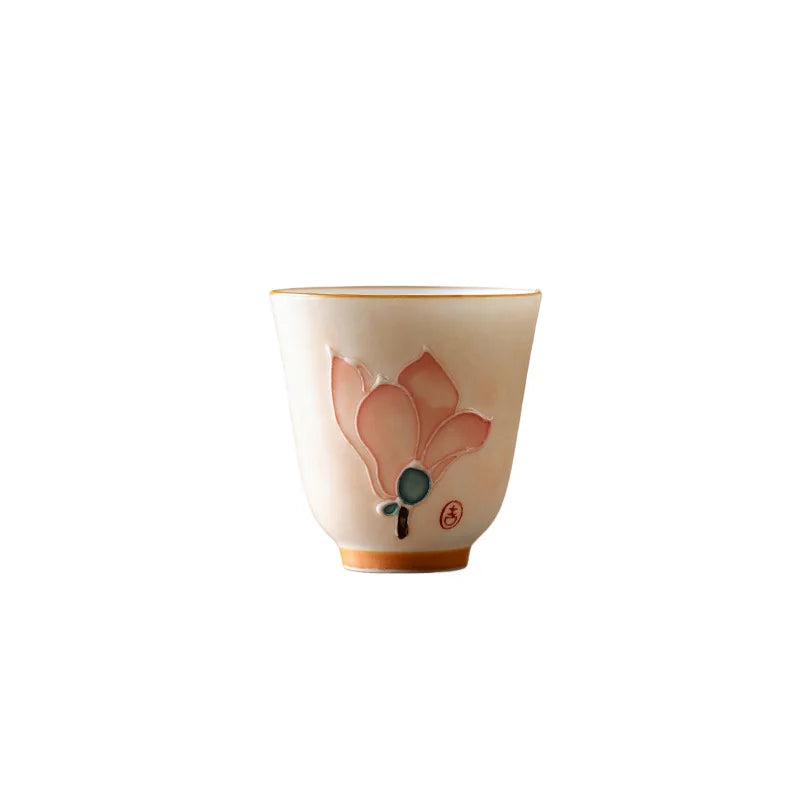 Hand Painted Lotus Pastel Women's Value Master Cup Ceramic Glazed Qme