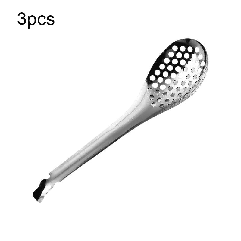 410 Stainless Steel Strainer Spoon Kitchen Spoon With Holes Cuisine Caviar Builder Roe Sauce Kitchen Cooking Gadgets Qme 3pcs