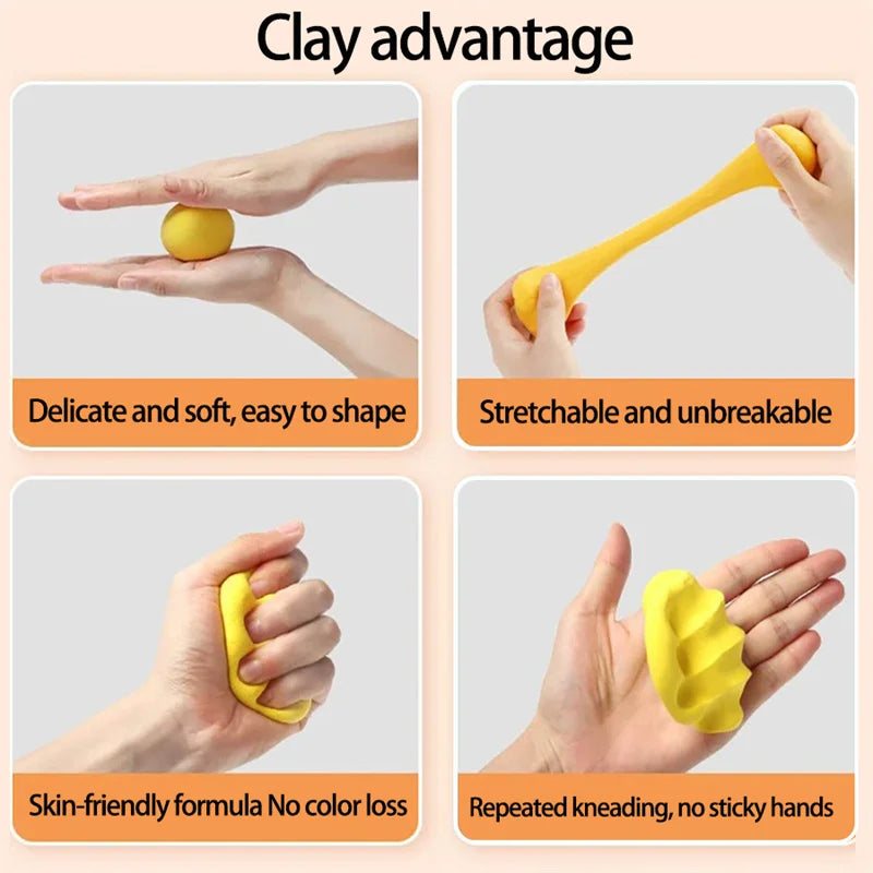 12/24/36 Color Clay Air-dried Clay Set Ultra Light Plastic Clay with Carving Tools DIY Crafts Toy Gifts for Friends Children Qme
