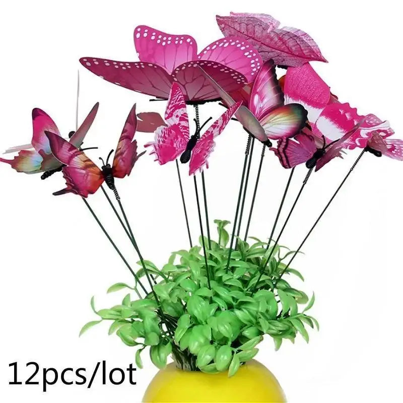 Colorful Butterflies Garden Stake Yard Planter Butterfly Stakes Qme