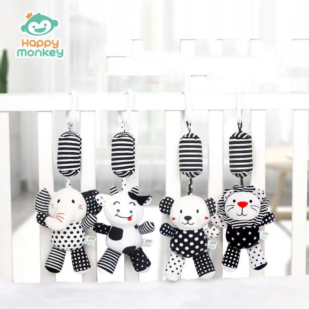 Cute Animal Rattle Hanging Ornament Soft Plush Educational Bell Toy Qme