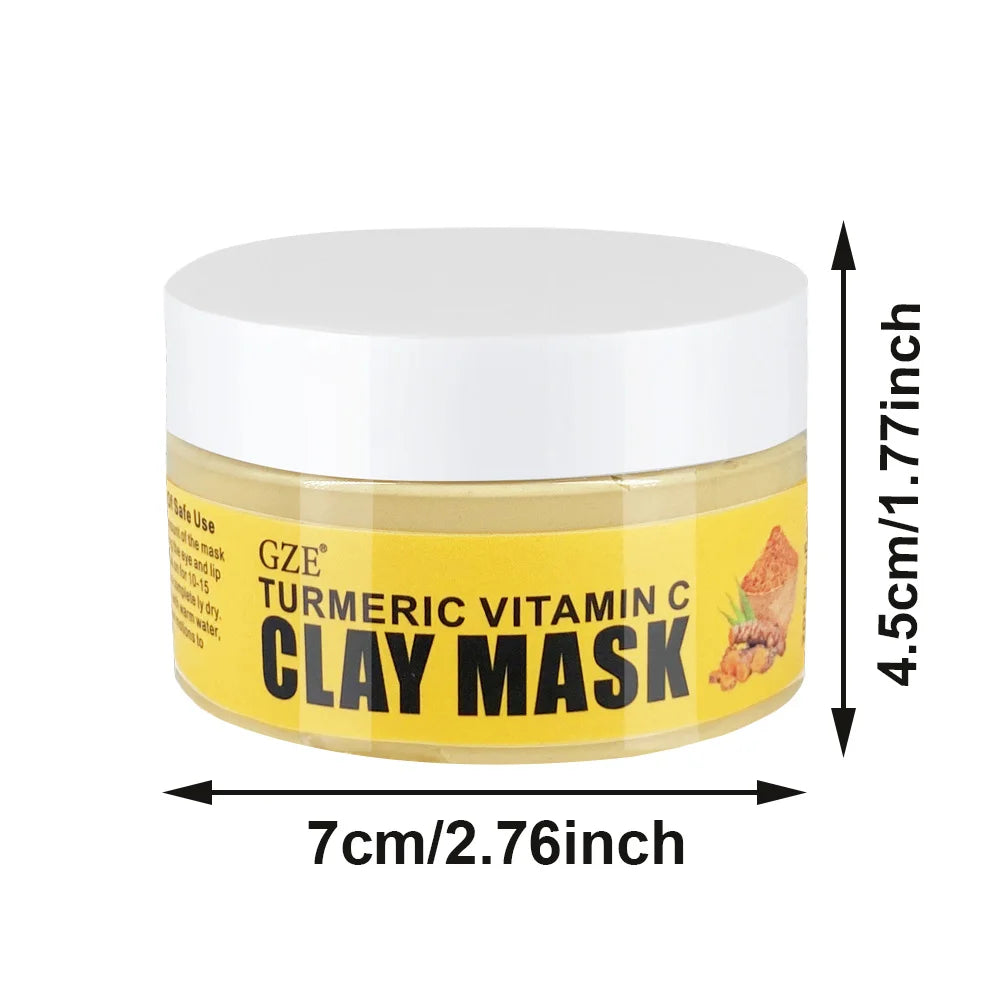 GZE Turmeric Vitamin C Clay Mask Moisturizing Smooth Skin Deep Cleaning Mud Pore For Dry Sensitive Skin Brighten Qme TURMERIC VITAMIN C 100g