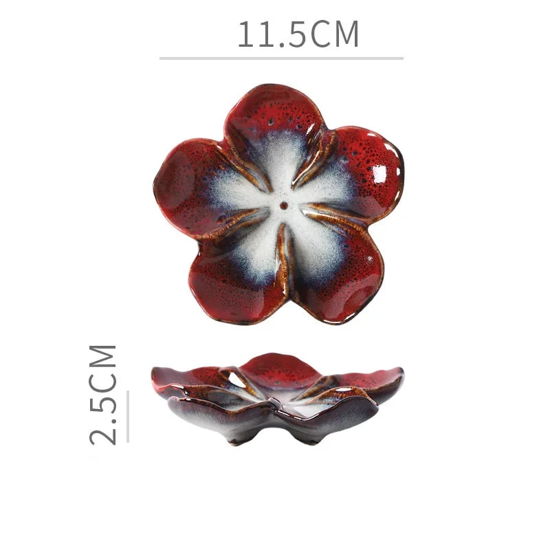Retro Kiln-Baked Ceramic Petal-Shaped Dipping Plate, Lightweight Seasoning & Sauce Dish for Home & Restaurant Use Qme 3