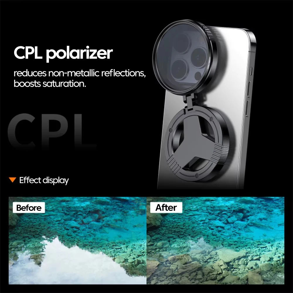 Magnetic Holder Universal CPL Filter Circular Phone Camera Lens Qme
